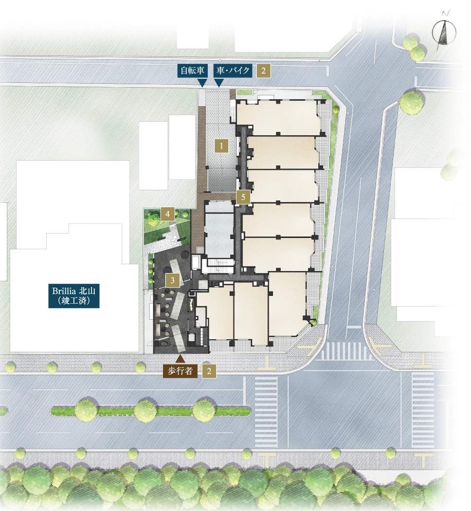 Brillia 京都北山 The Residence 敷地配置図完成予想イラスト ※7